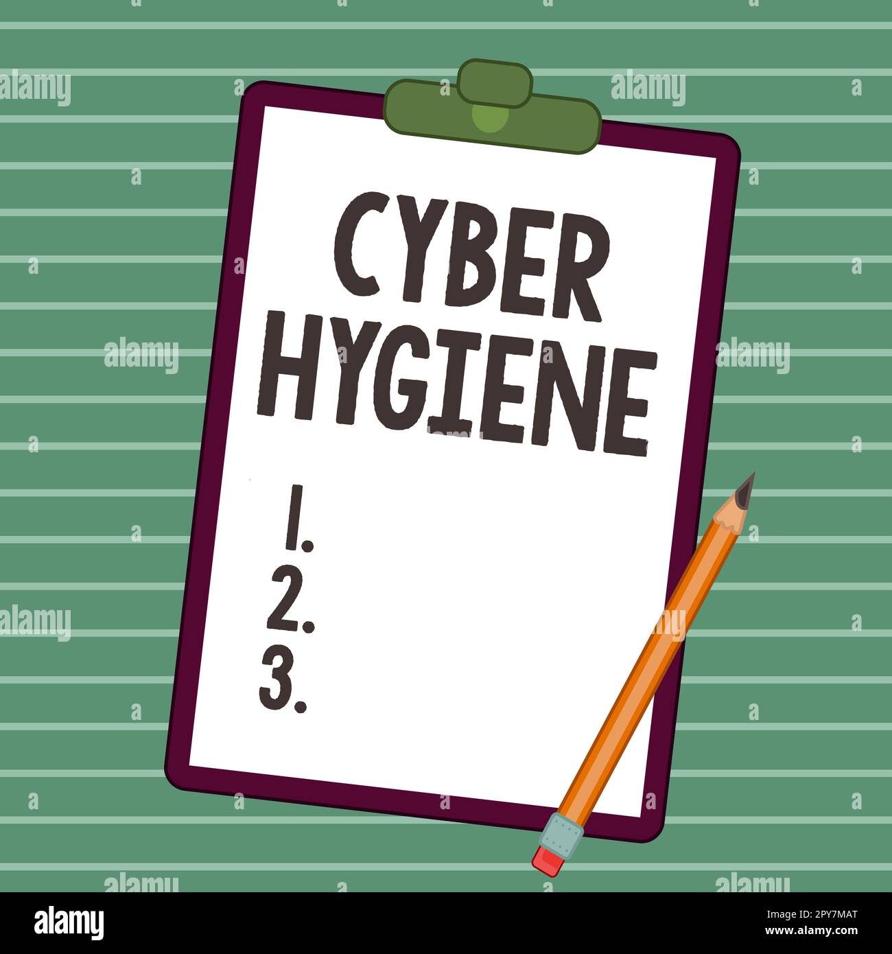 Textzeichen für Cyber Hygiene. Internetkonzept Schritte, die Computerbenutzer Unternehmen, um ihre Cyber-Sicherheit zu verbessern Stockfoto
