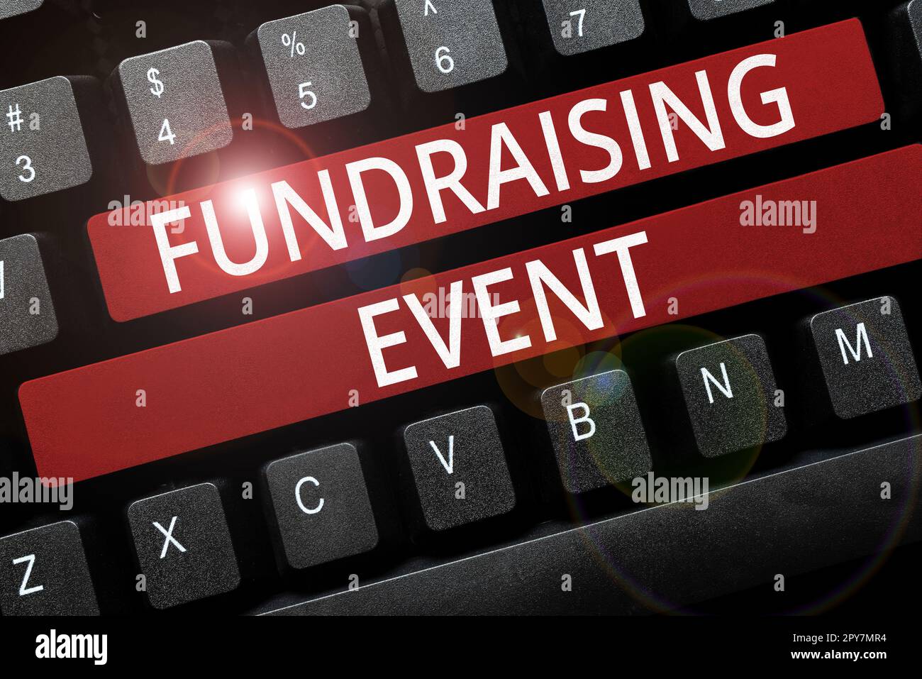 Text für die Veranstaltung „Inspiration Fundraising“. Konzeptionelle Fotokampagne, deren Zweck es ist, Geld für eine Sache zu sammeln Stockfoto
