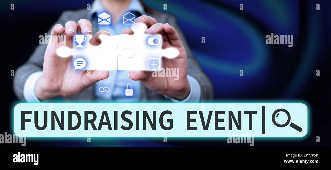 Handgeschriebener Text Fundraising Event. Eine Business-Showcase-Kampagne, deren Zweck es ist, Geld für eine Sache zu sammeln Stockfoto