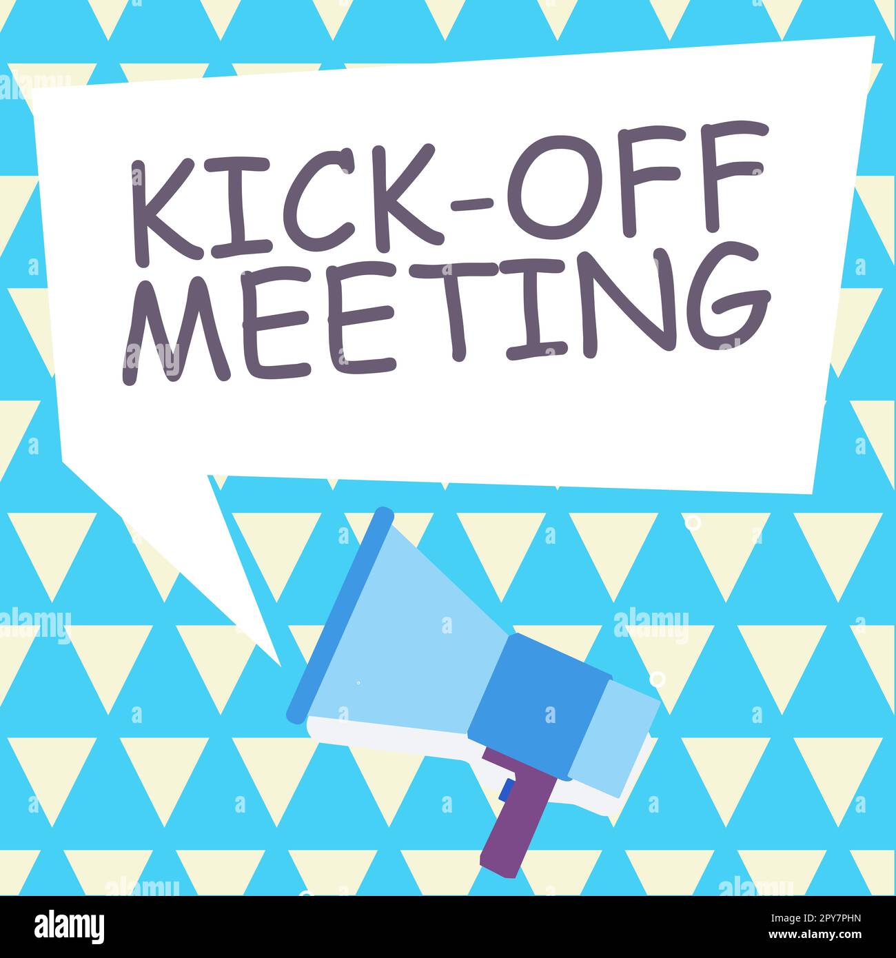 Textzeichen mit Kick Off Meeting. Geschäftsübersicht Erstes Treffen mit dem Projektteam und dem Kunden Stockfoto