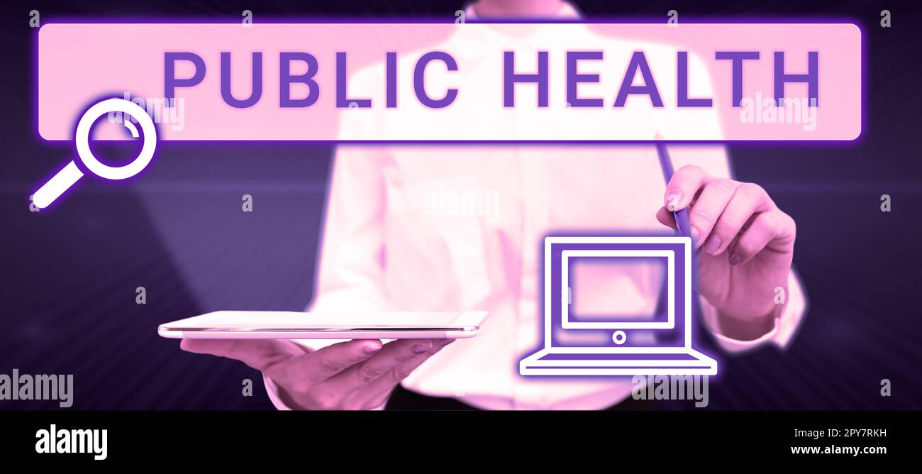 Text zeigt Inspiration Public Health. Internetkonzept zur Förderung einer gesunden Lebensweise für die Gemeinschaft und ihre Menschen Stockfoto