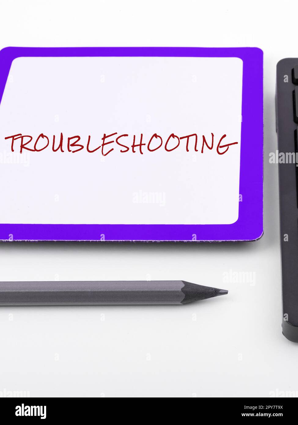 Inspiration mit Anzeige der Fehlersuche bei Schildern. Geschäftsansatz eine Untersuchung oder Behandlung der Probleme ist aufgetreten Stockfoto