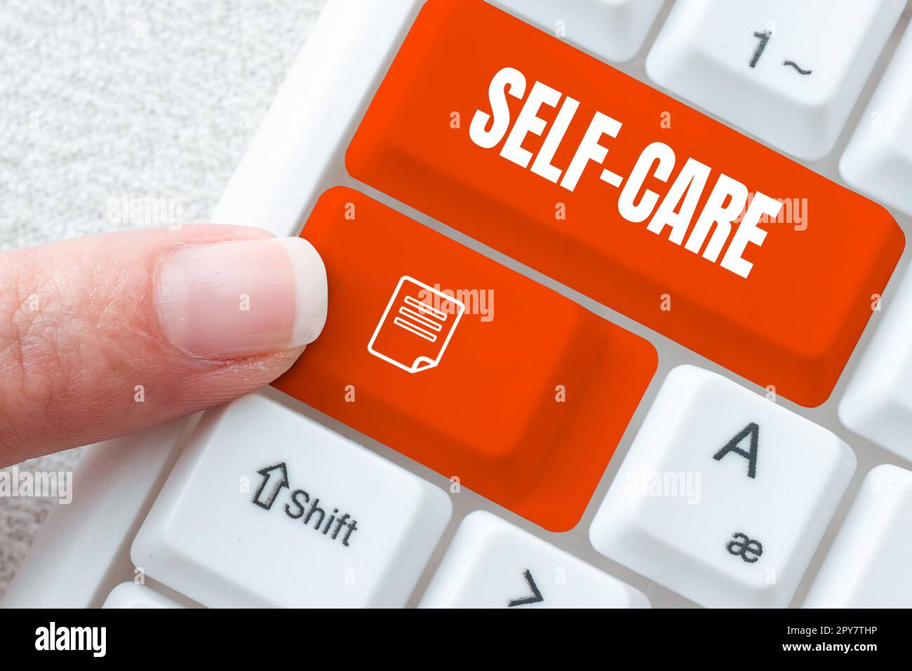 Handschriftlicher Text Self Care. Geschäftsidee die Praxis, Maßnahmen zu ergreifen, um die eigene Gesundheit zu verbessern Stockfoto