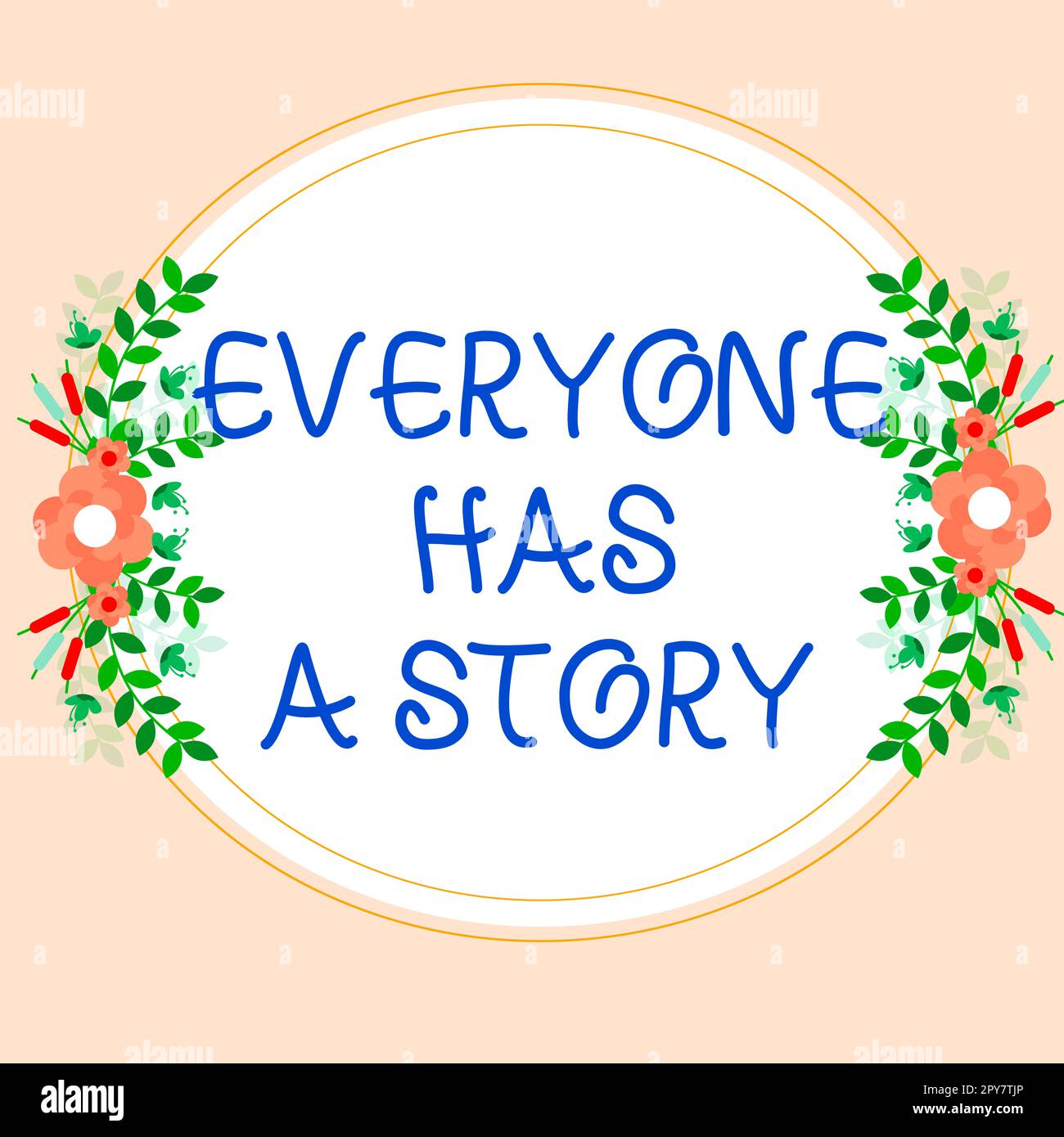 Textunterschrift „jeder hat Eine Geschichte“. Geschäftskonzept Hintergrundgeschichten erzählen Erinnerungen Stockfoto