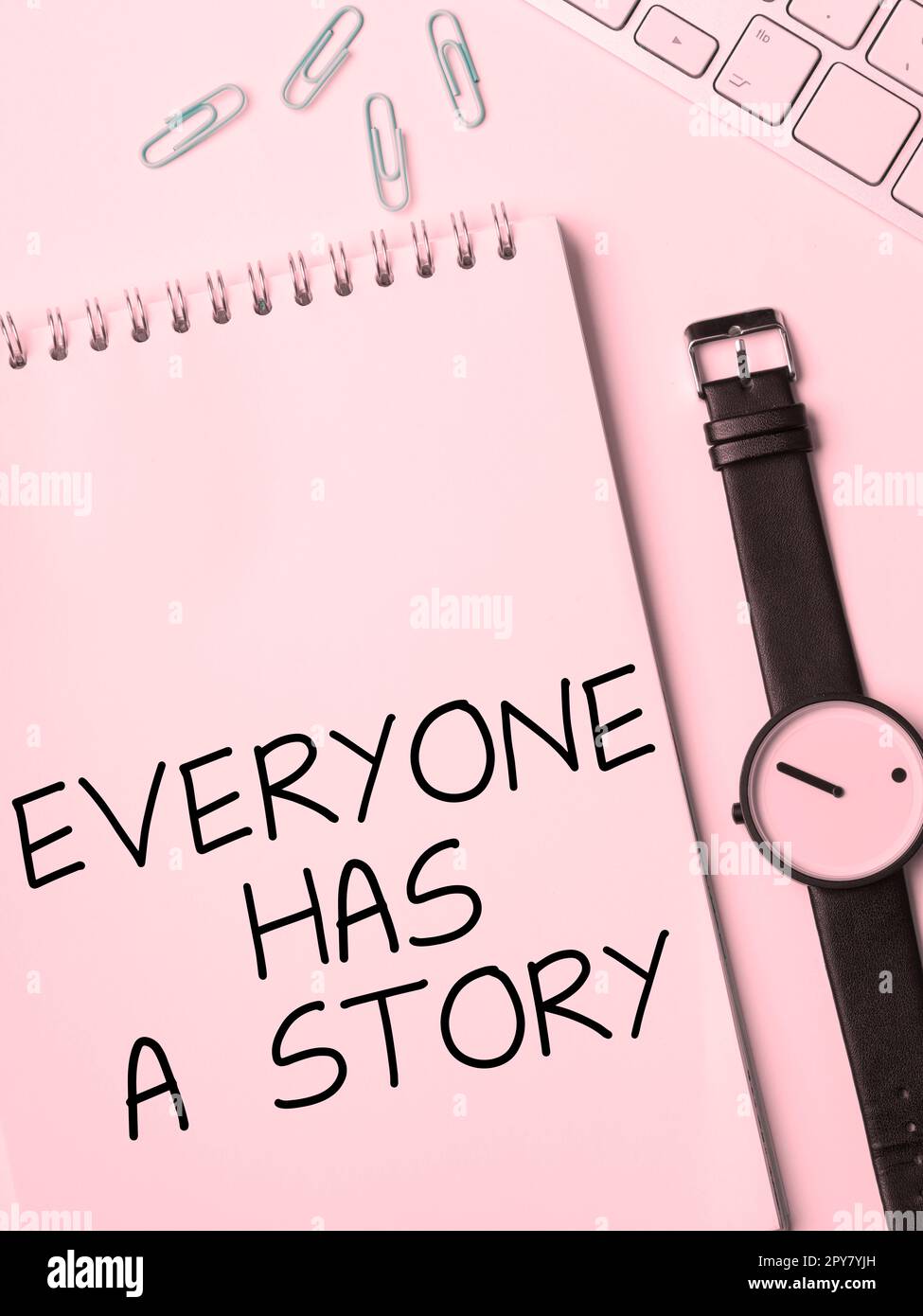 Textunterschrift „jeder hat Eine Geschichte“. Business-Showcase Hintergrundgeschichten erzählen Ihre Erinnerungen Stockfoto