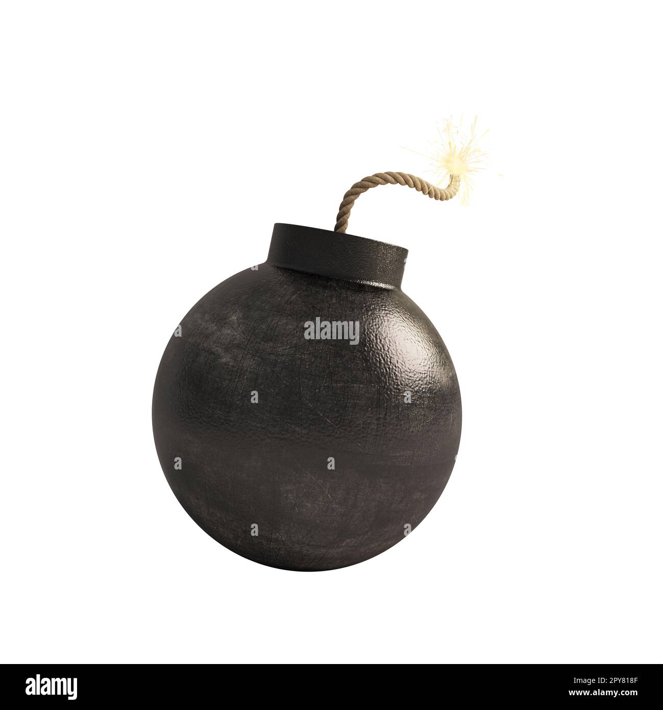 Bombe bereit zur Explosion. Gefahren- und Hindernisbegriff. 3D-Rendering Stockfoto
