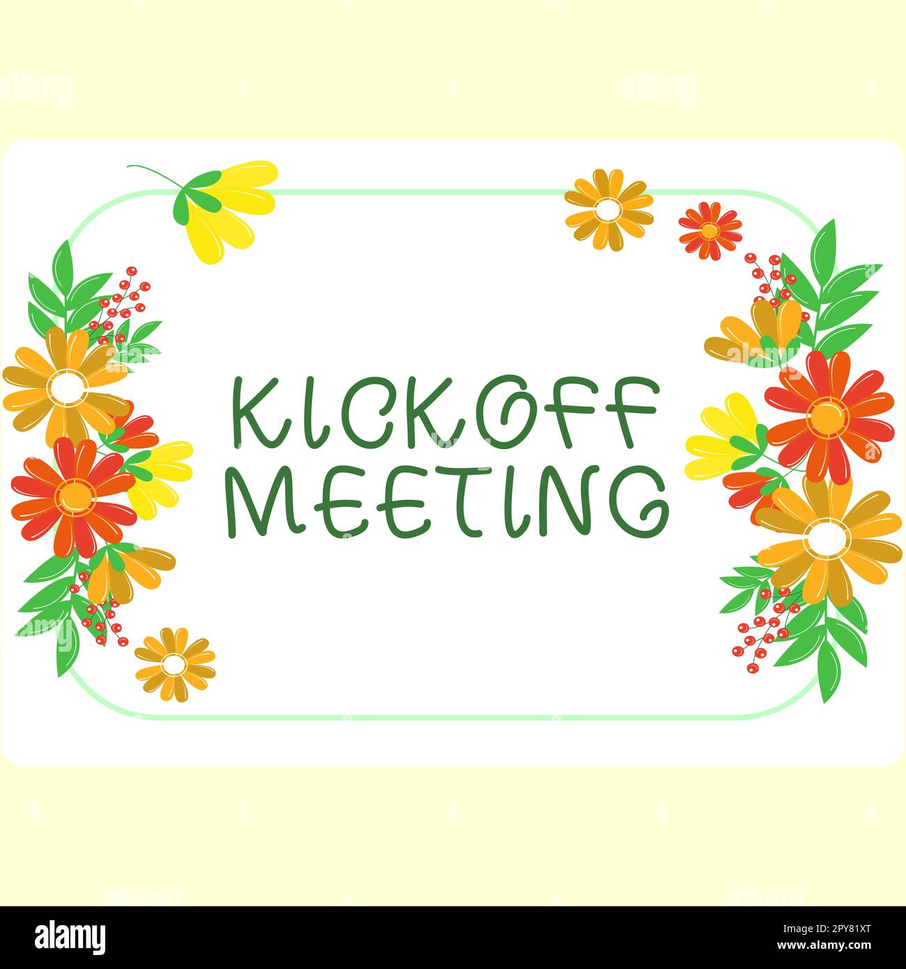 Konzeptionelle Überschrift Kick-Off-Meeting. Business Showcase Erstes Treffen mit dem Projektteam und dem Kunden Stockfoto