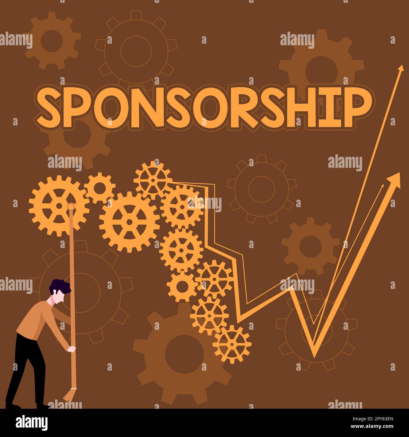 Konzeptionelle Darstellung Sponsoring. Geschäftsüberblick als Sponsor bieten finanzielle Unterstützung für Aktivitäten Stockfoto