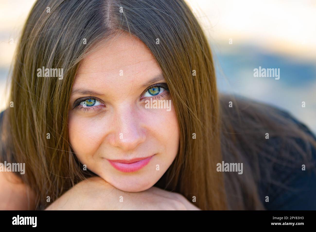 Nahaufnahme Porträt eines schönen Mädchen von slawischem Aussehen Stockfoto