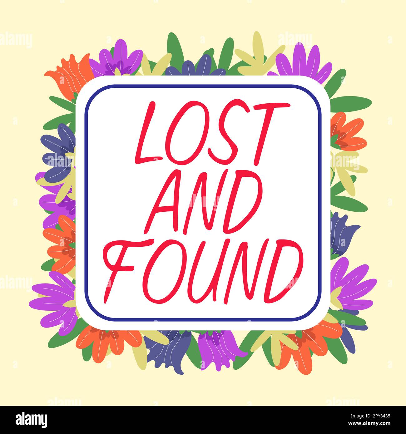 Handschrifttext Lost and Found. (Verloren und gefunden) Konzept bedeutet Ort, an dem Sie den Suchdienst für vergessene Dinge finden können Stockfoto