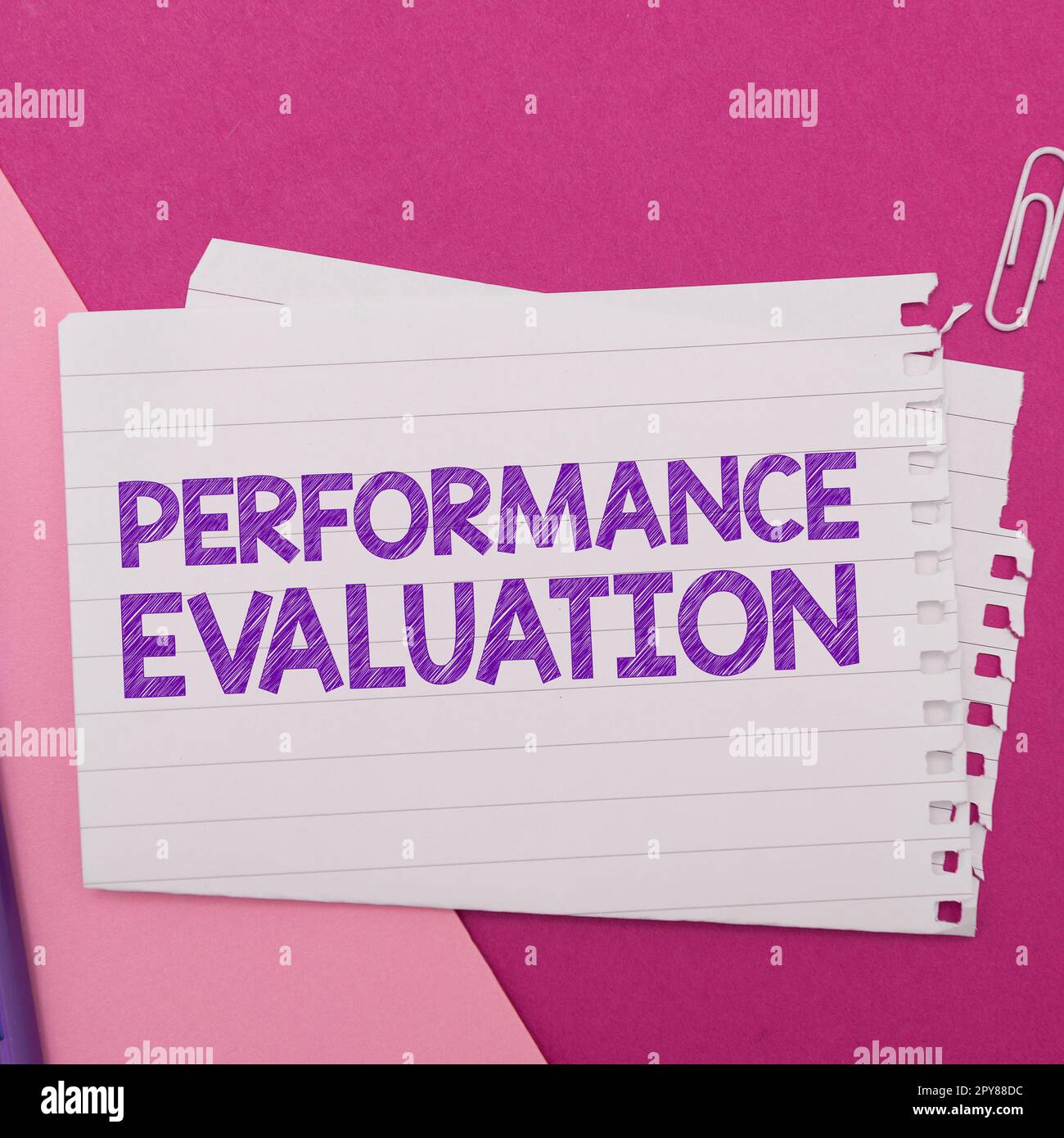 Textüberschrift zur Darstellung der Leistungsbewertung. Wort für die Entwicklung und Aktionsplanung eines anderen Stockfoto