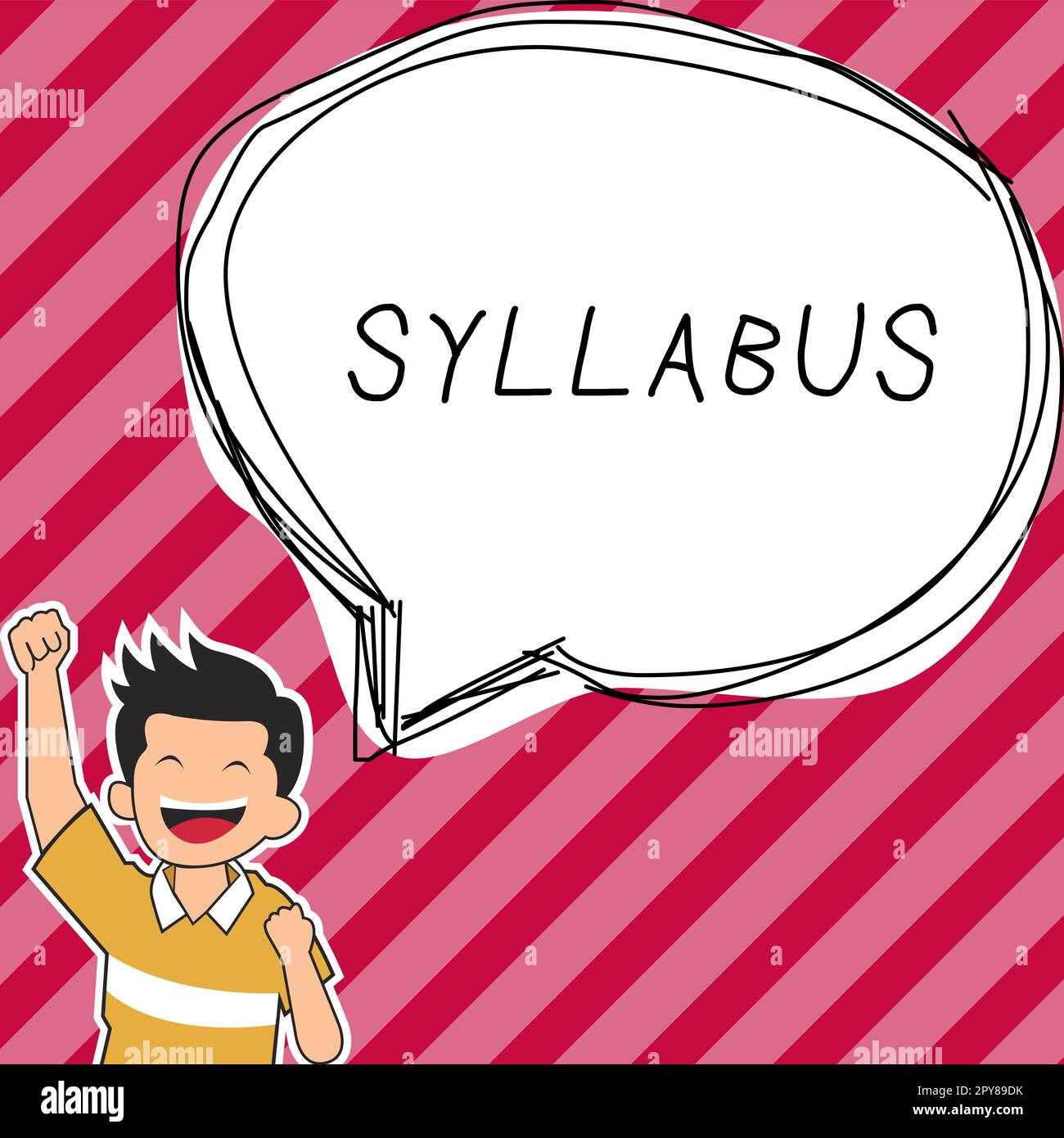 Handschrifttext Syllabus. Wort für eine Zusammenfassung eines Diskurses, einer Abhandlung oder von Prüfungserfordernissen Stockfoto