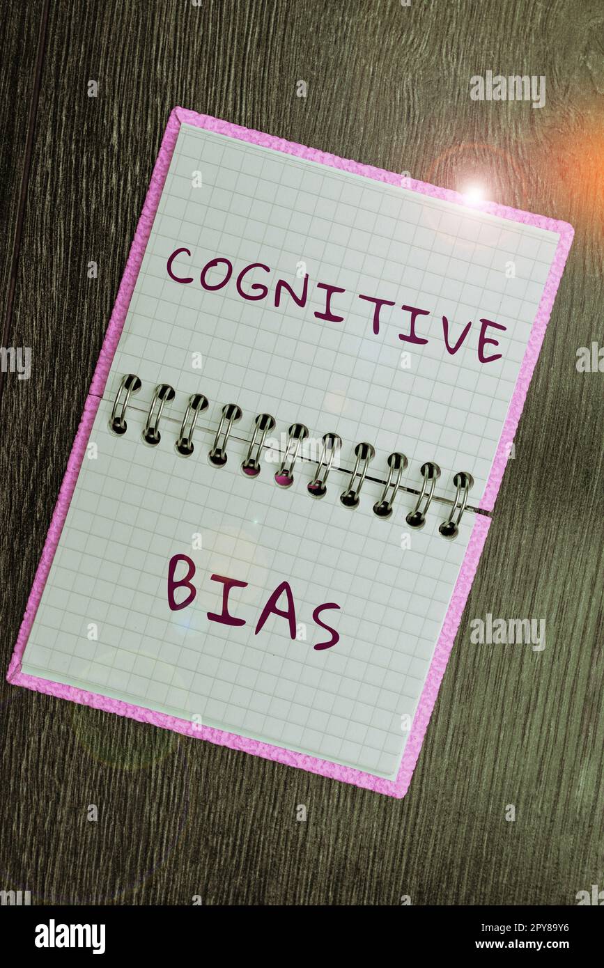 Handgeschriebenes Zeichen kognitive Vorurteile. Betriebsbegriffliche psychologische Behandlung psychischer Störungen Stockfoto