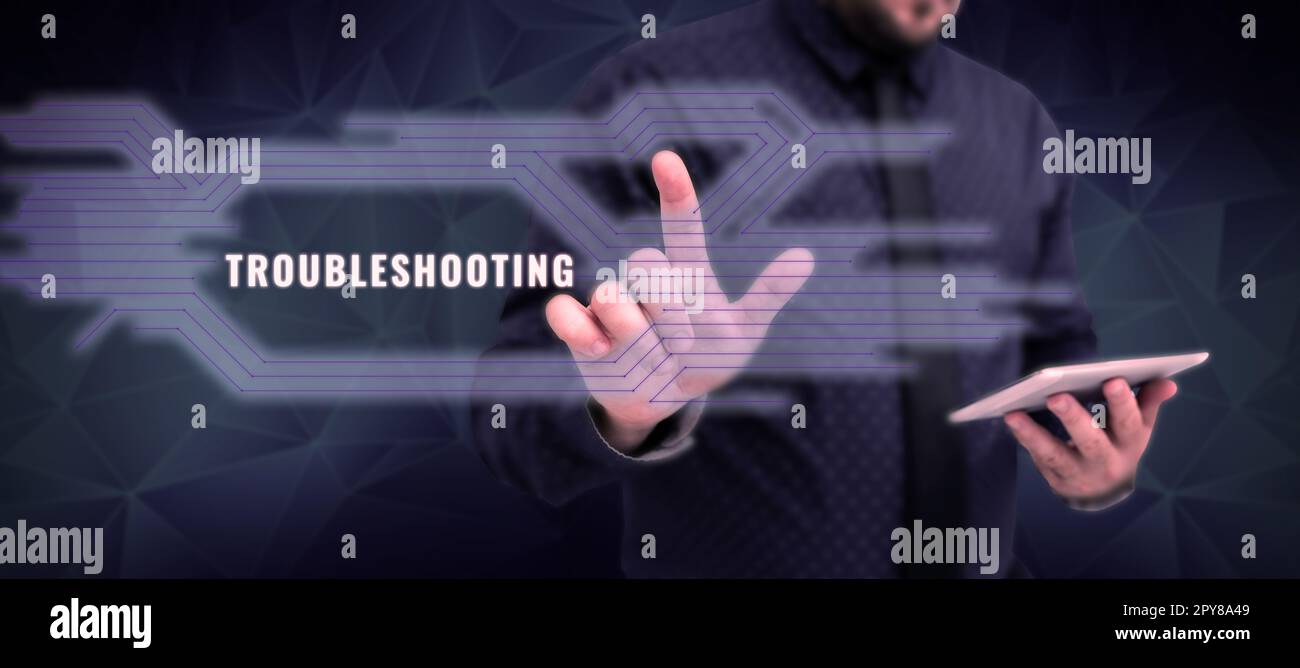 Schreiben Textanzeige Fehlerbehebung. Konzeptfoto eine Untersuchung oder Behandlung der Probleme ist aufgetreten Stockfoto