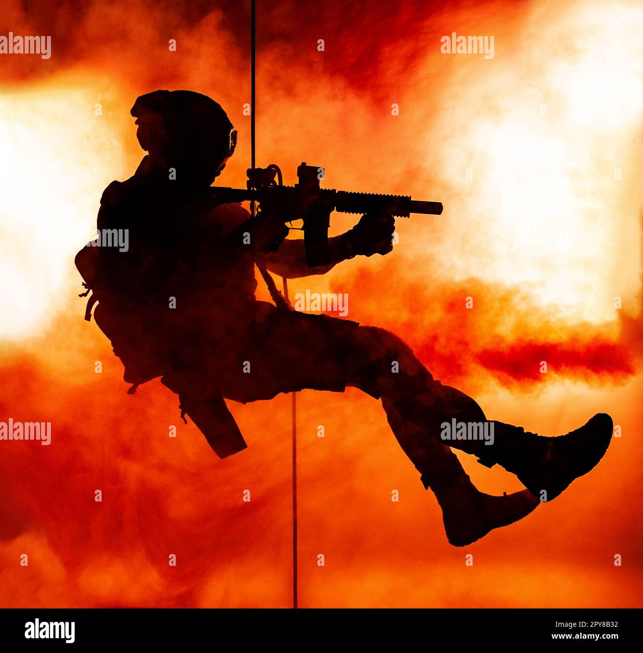 SWAT taktische Abseilung Stockfoto