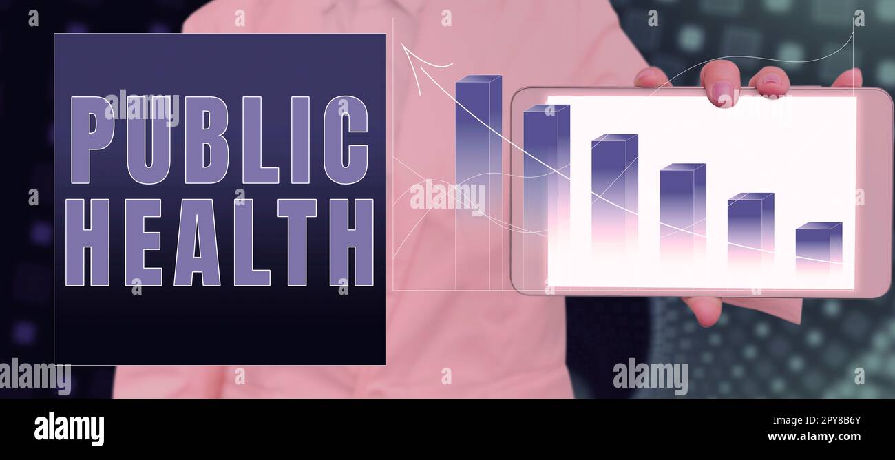 Konzeptionelle Darstellung Public Health. Business Showcase Förderung einer gesunden Lebensweise für die Gemeinde und ihre Menschen Stockfoto