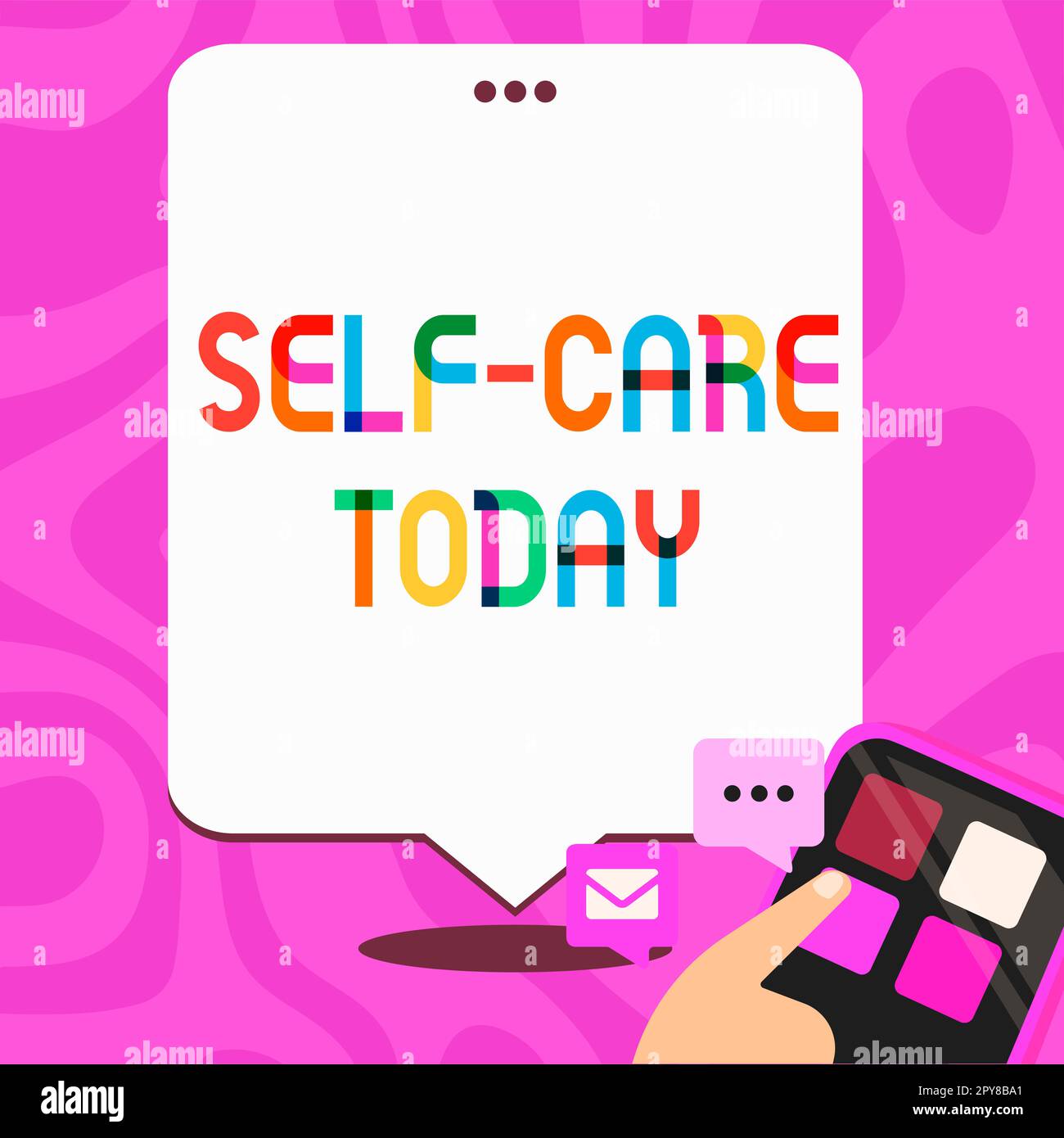 Handschriftlicher Text Self Care Today. Unternehmen zeigen die Praxis, Maßnahmen zu ergreifen, um die eigene Gesundheit zu verbessern Stockfoto