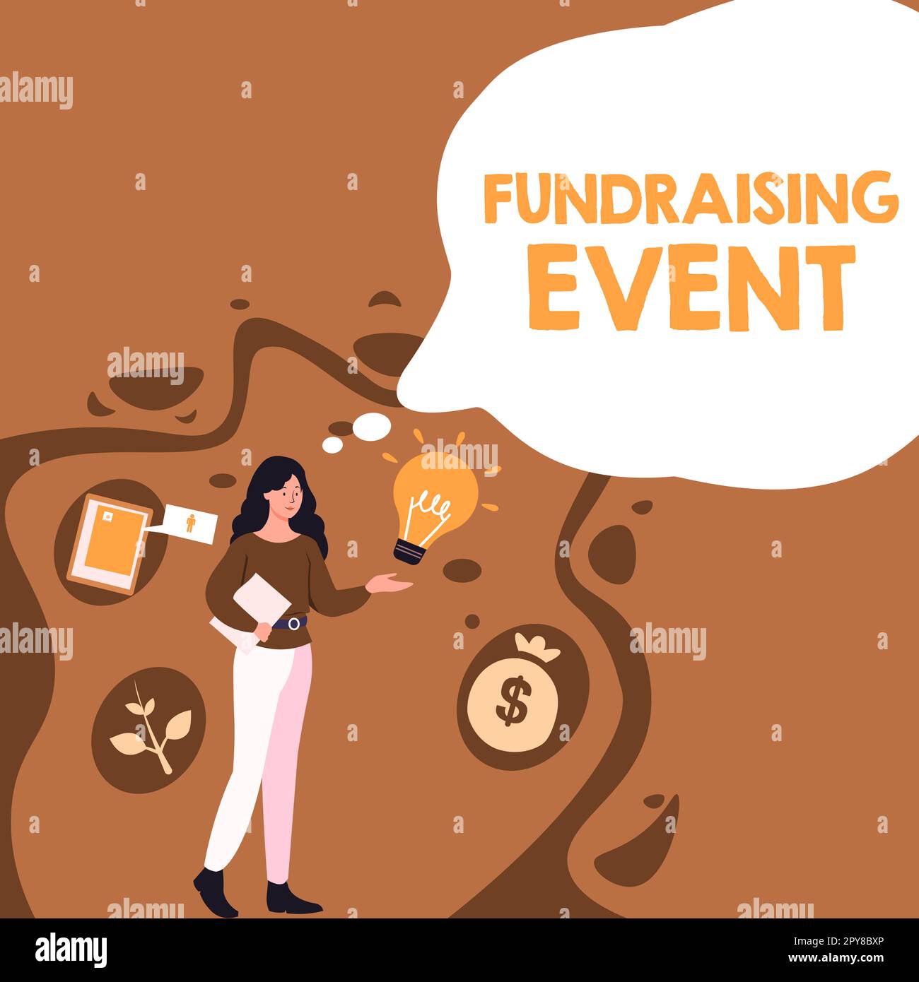 Schild mit Fundraising-Veranstaltung. Geschäftsidee-Kampagne, deren Zweck es ist, Geld für eine Sache zu sammeln Stockfoto