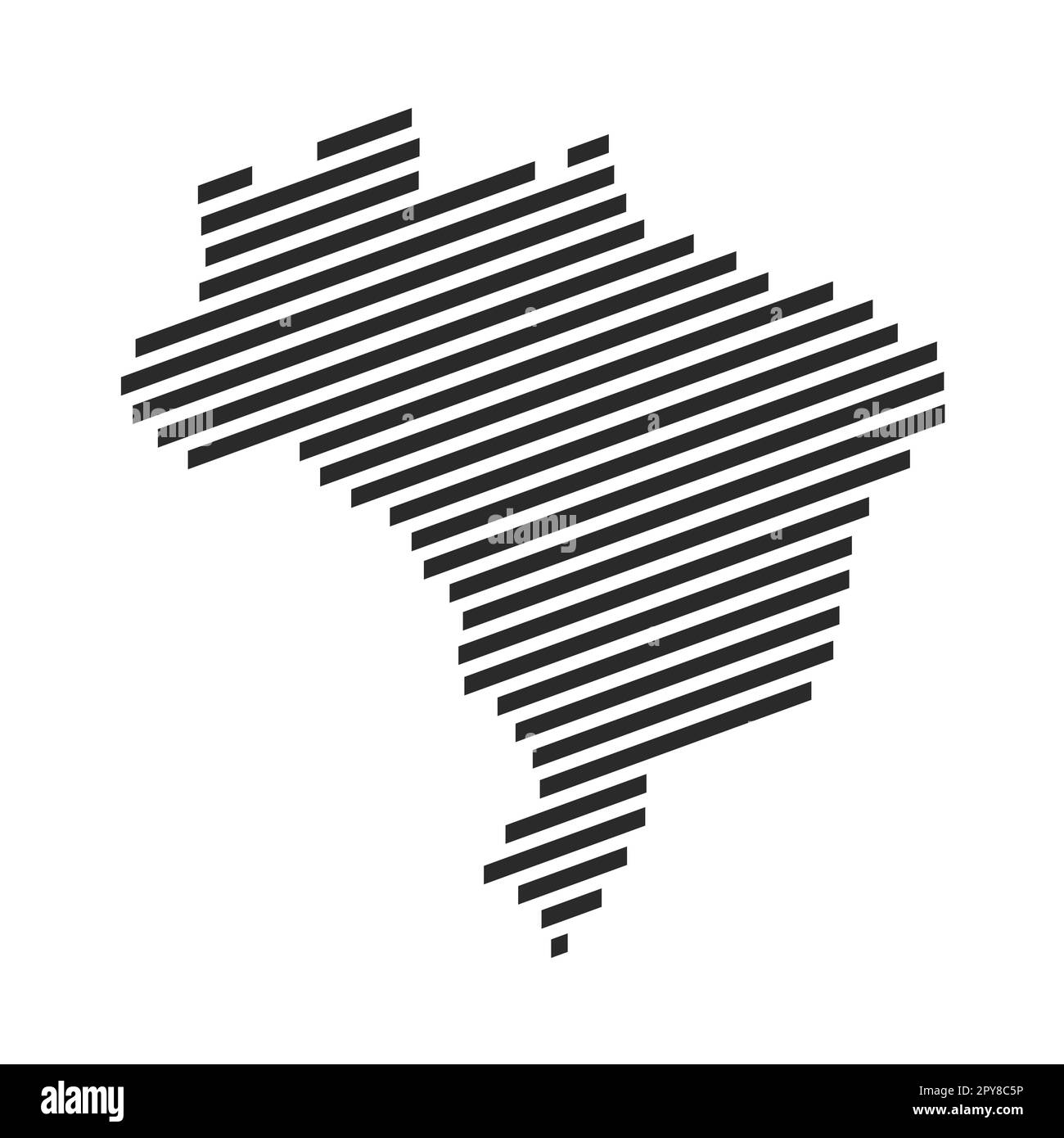Diagonale Karte mit schwarzen Streifen von Brasilien Stockfoto