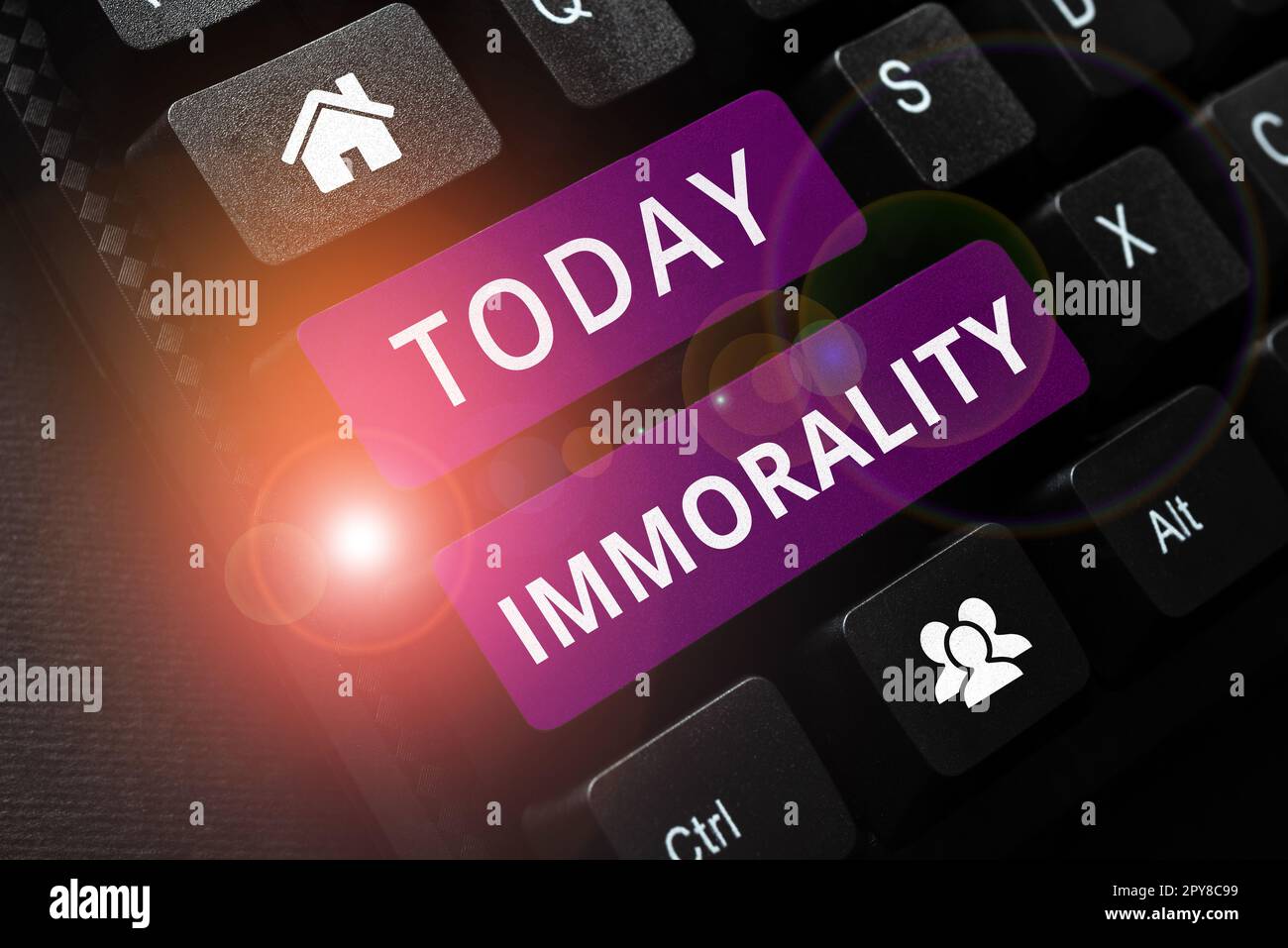 Inspiration mit Zeichen der Unmoral. Geschäftsüberblick der Zustand oder die Qualität von unmoralisch, böse zu sein Stockfoto