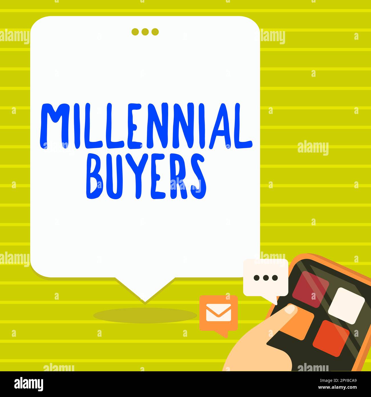 Handschrifttext Millennial Buyers. Wort für die Art der Verbraucher, die an Trendprodukten interessiert sind Stockfoto