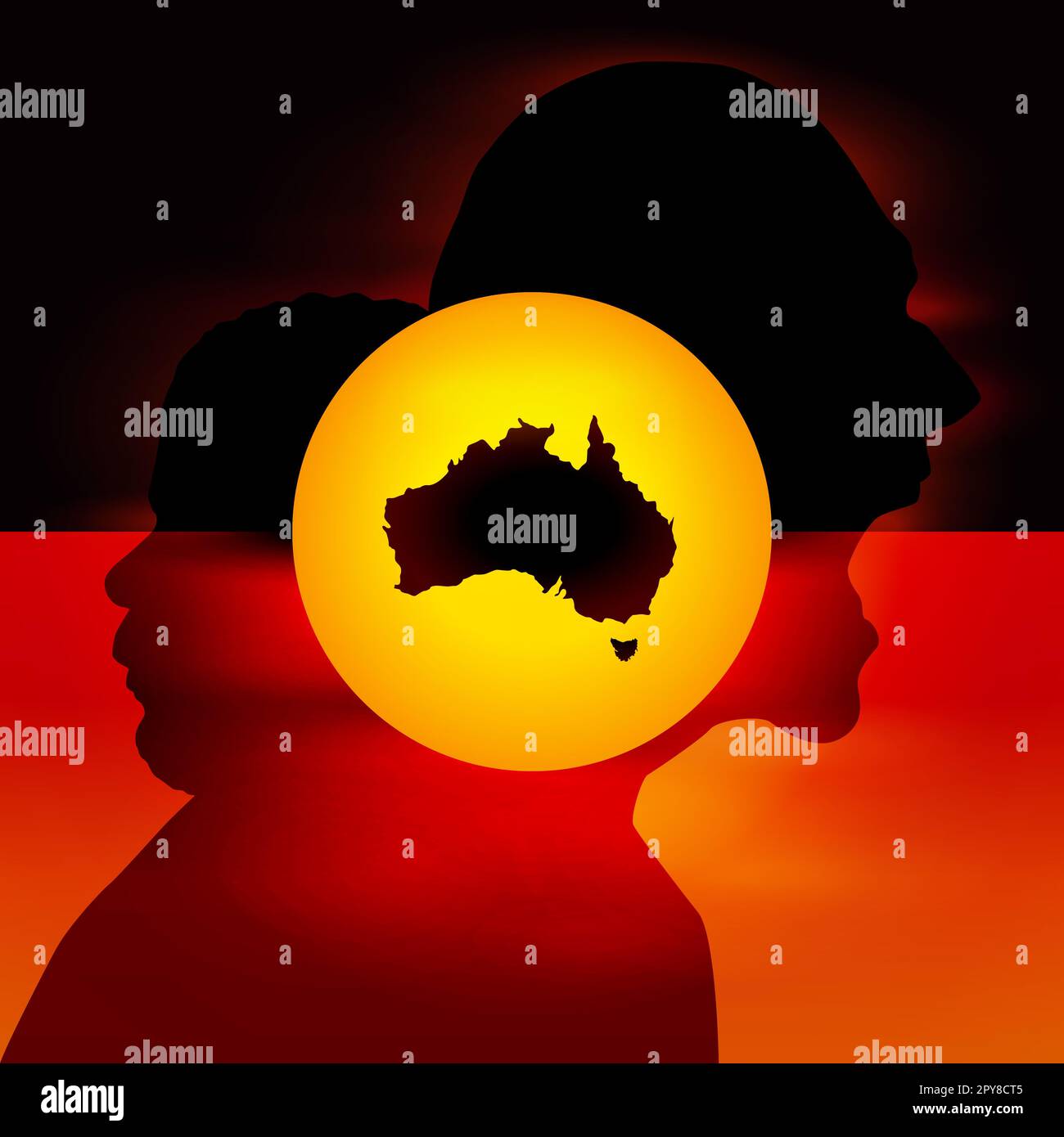 Abbildung der australischen Flagge der Aborigines Stockfoto