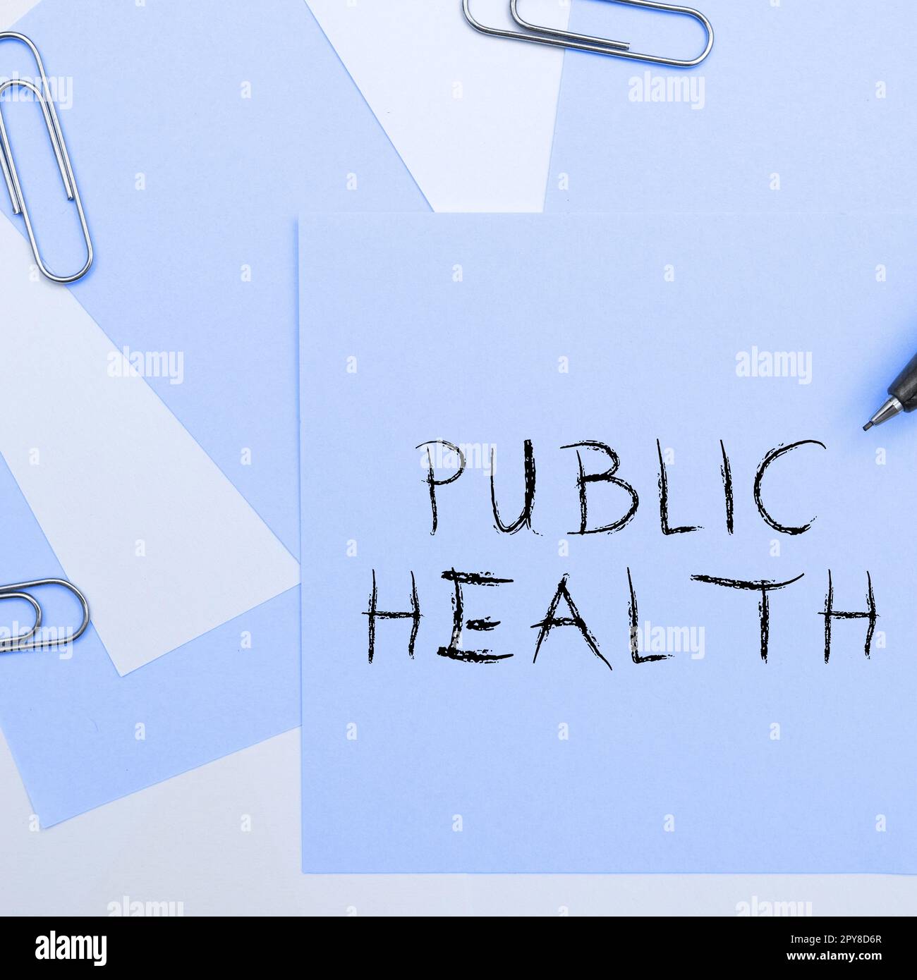 Schild mit der Anzeige der öffentlichen Gesundheit. Geschäftsidee zur Förderung eines gesunden Lebensstils für die Gemeinschaft und ihre Menschen Stockfoto