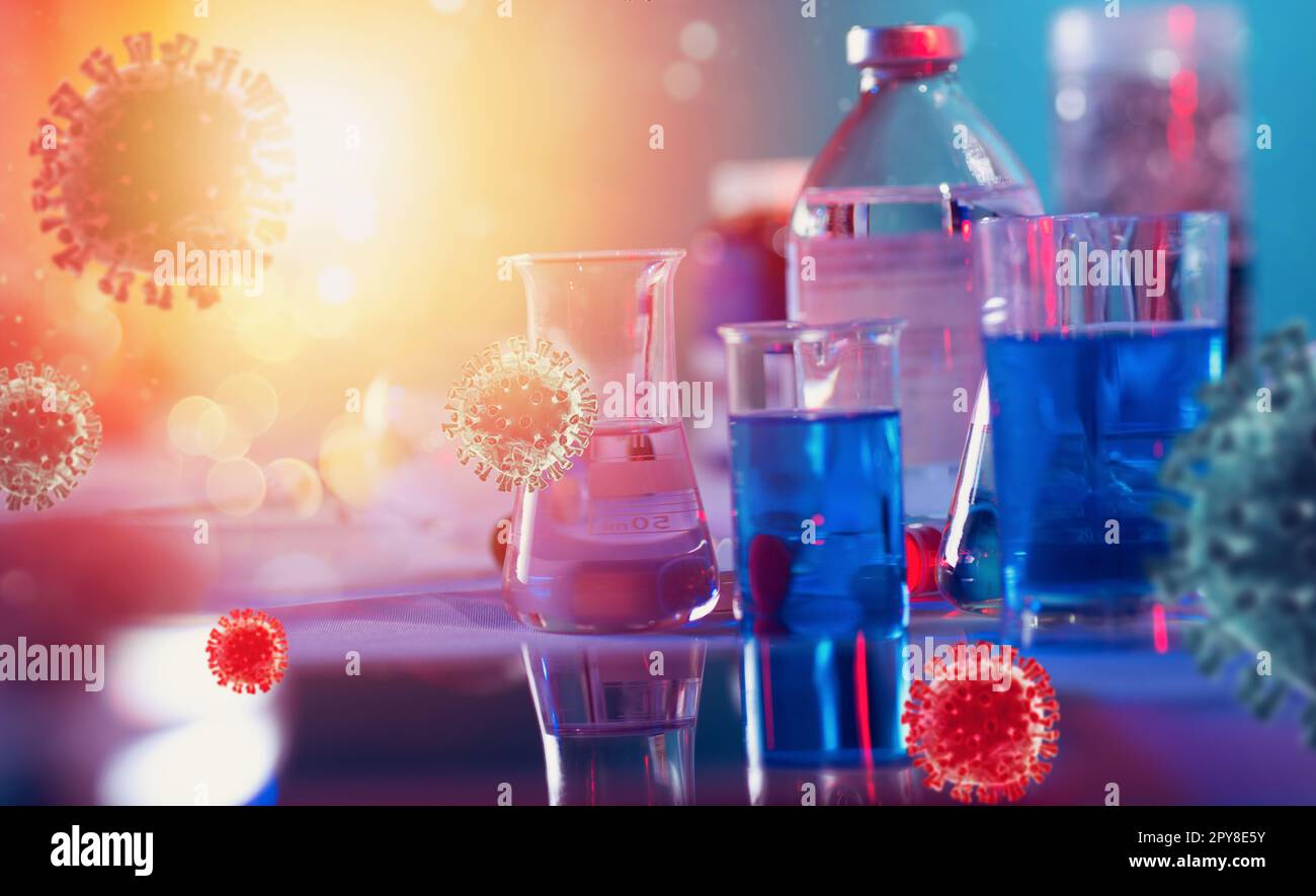 Medizinwissenschaftliches Labor. Konzept der Virus- und Bakterienforschung Stockfoto