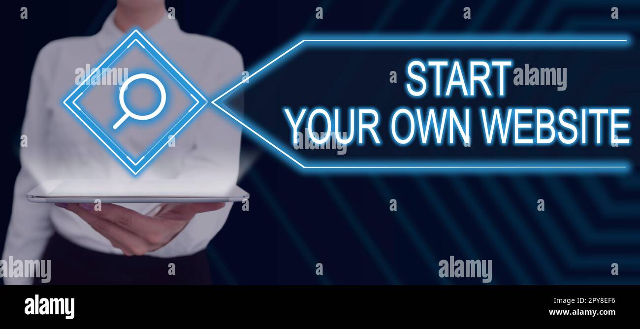 Handschriftlicher Text Erstellen Sie Ihre eigene Website. Unternehmensübersicht dient als Erweiterung einer Visitenkarte eine persönliche Website Stockfoto