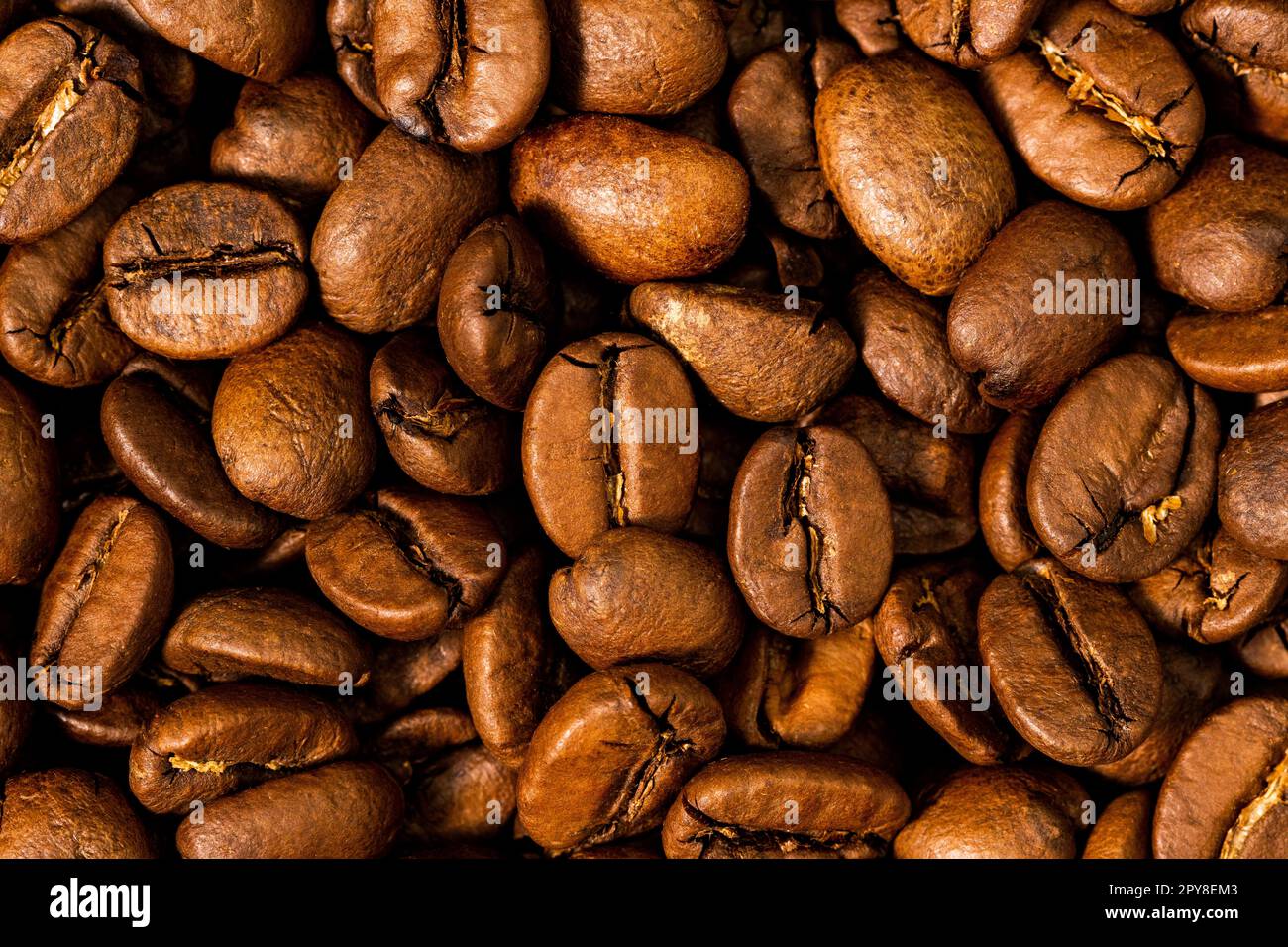 Geröstete Kaffeebohnen Hintergrund Stockfoto