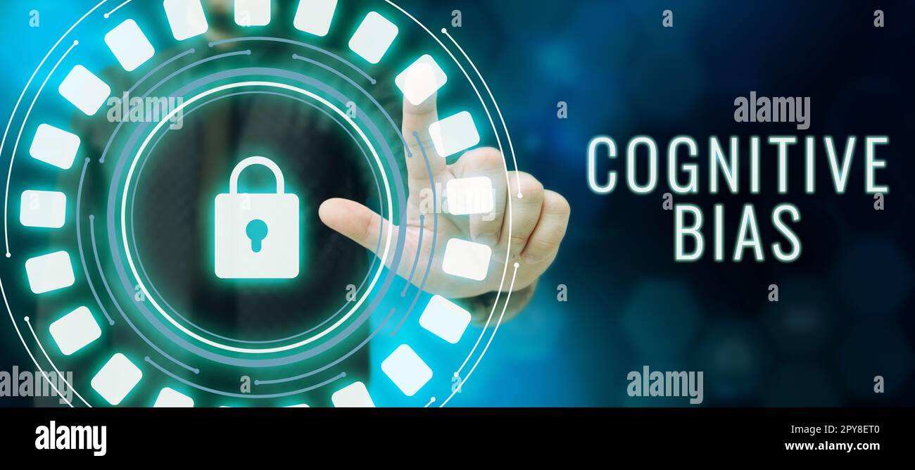 Textzeichen mit kognitiven Vorurteilen. Begriffliche photopsychologische Behandlung psychischer Störungen Stockfoto