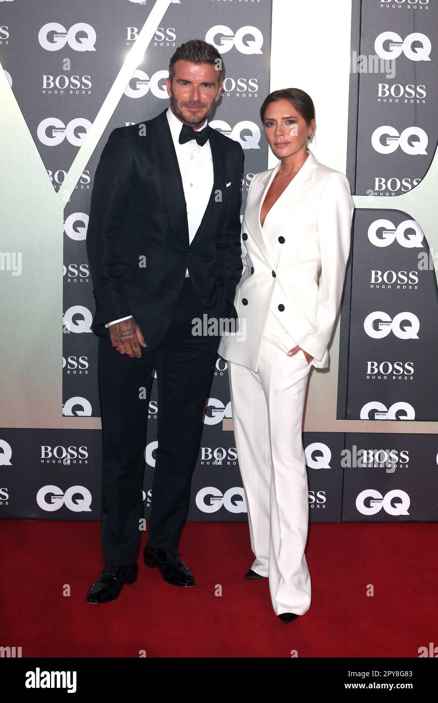 London, Großbritannien. 03. September 2019. David Beckham und Victoria Beckham nehmen an den GQ Men of the Year Awards 2019 bei Tate Modern in London, England, Teil. (Foto: Fred Duval/SOPA Images/Sipa USA) Guthaben: SIPA USA/Alamy Live News Stockfoto