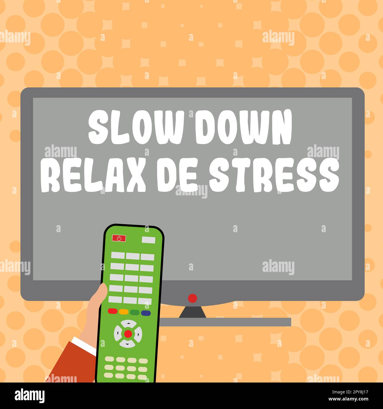 Inspiration mit Schild „Slow Down Relax De Stress“. Geschäftsansatz Pause Stresspegel reduzieren Ruhe bewahren Stockfoto