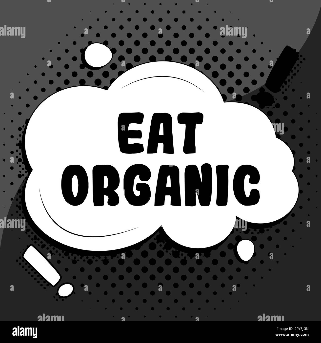 Textunterschrift mit „Eat Organic“. Internet-Konzept zur Reduktion des Essens von Süßigkeiten Diabetische Kontroll-Diät Stockfoto