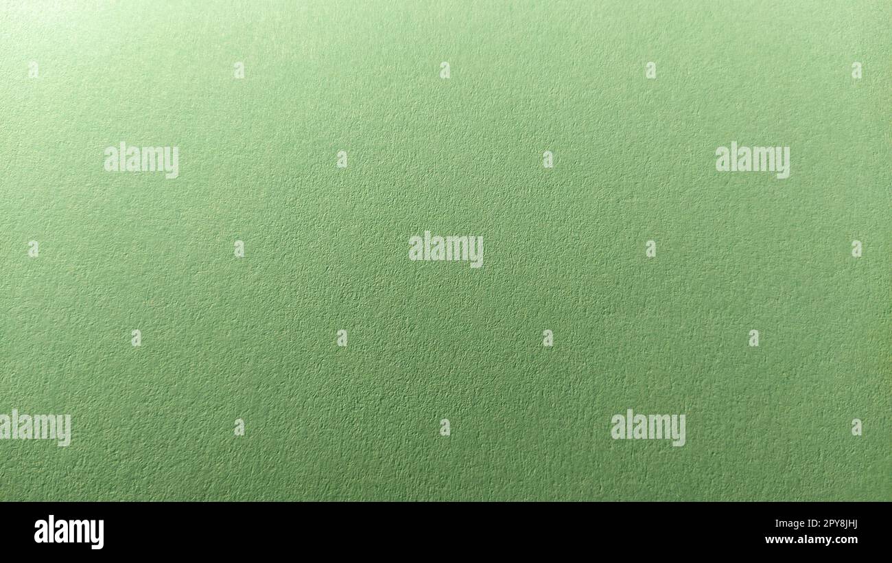 Ein Blatt hellgrünes Papier mit Vignettierung unten. Ruhiges Grün mit feiner Papierstruktur. Beruhigende Innenraumfarbe Stockfoto
