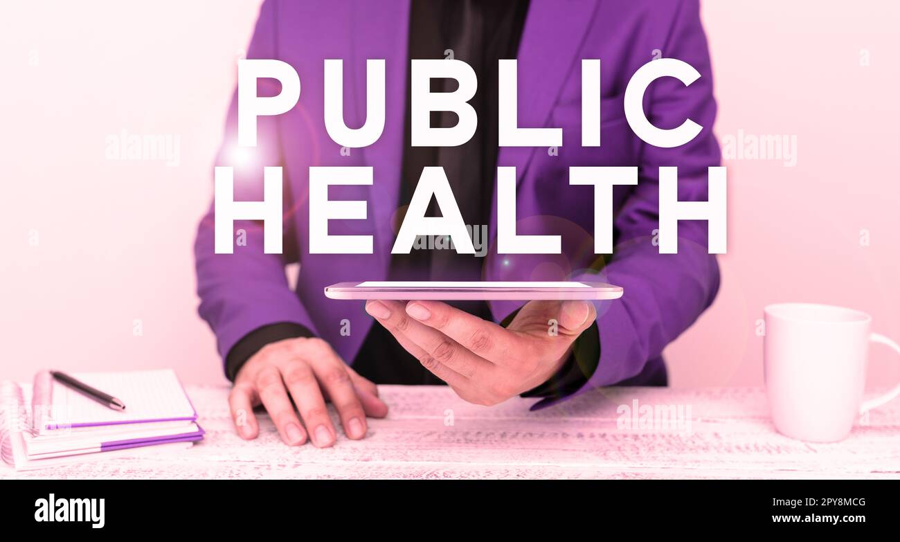 Text zeigt Inspiration Public Health. Wort für die Förderung einer gesunden Lebensweise für die Gemeinschaft und ihre Menschen Stockfoto