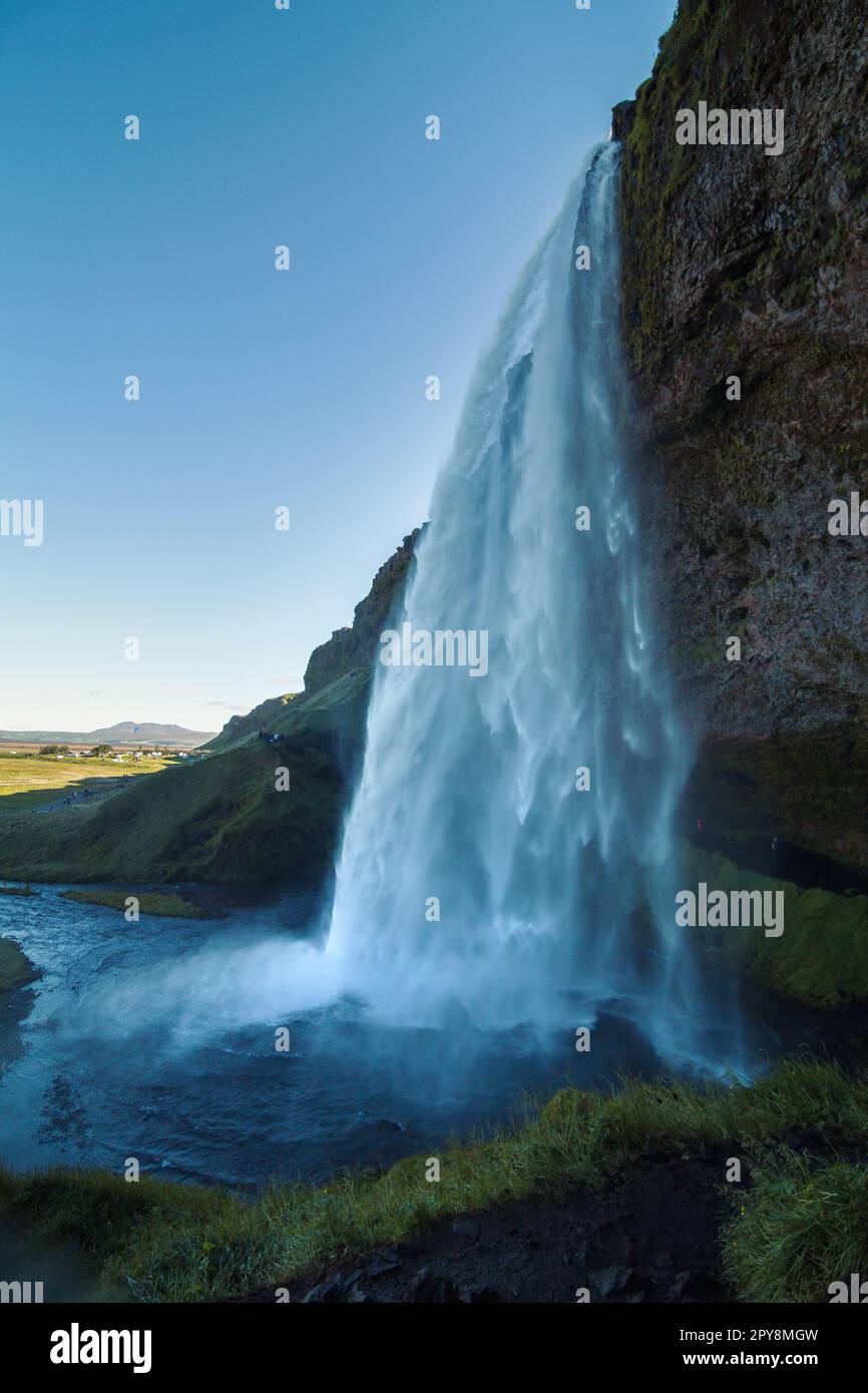 Seljalandsfoss Wasserfall Landschaftsfoto Stockfoto