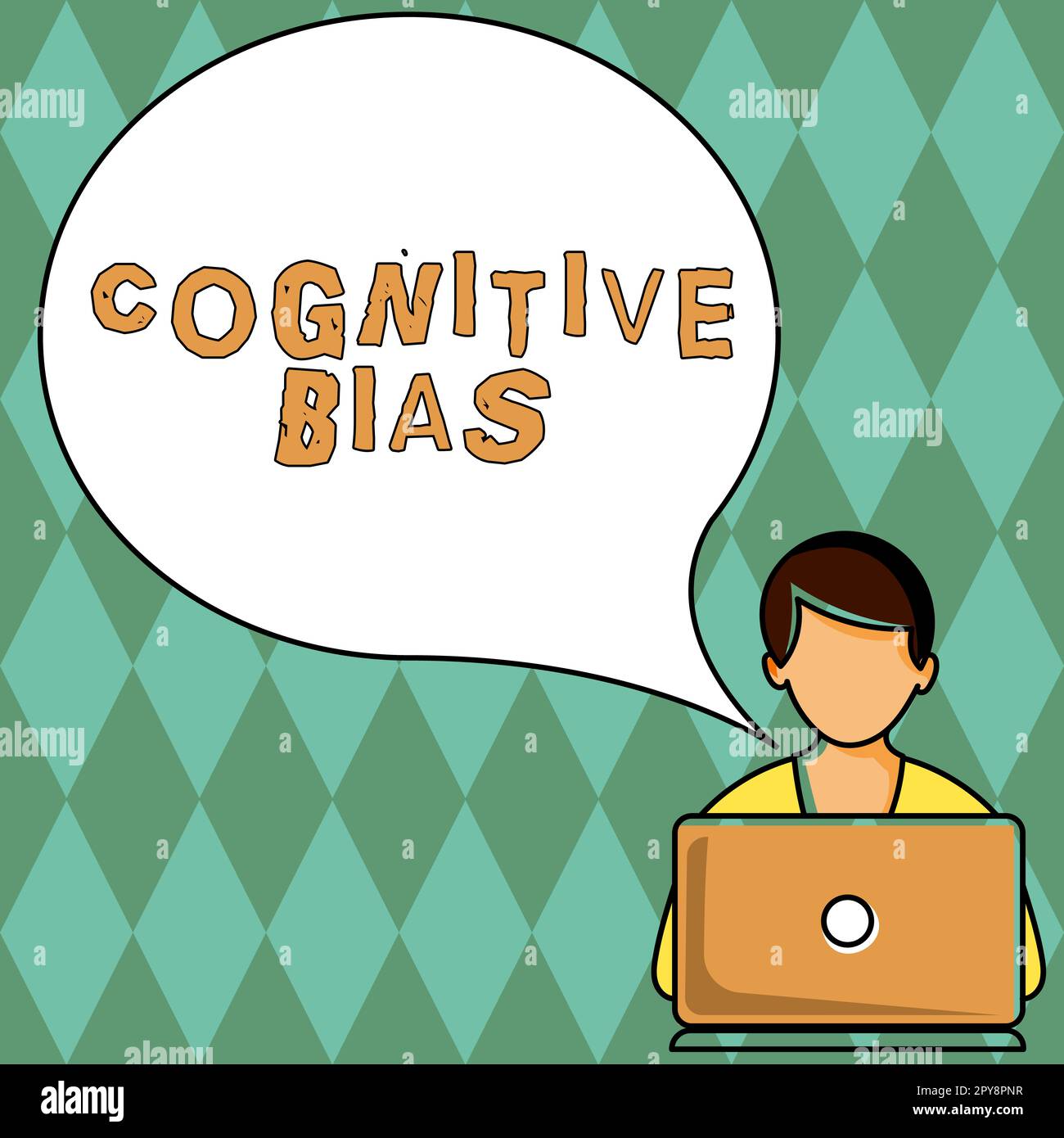 Inspiration zeigt Zeichen kognitiver Vorurteile. Ein Wort zur psychologischen Behandlung psychischer Störungen Stockfoto