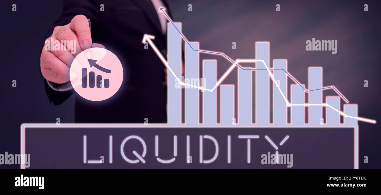 Konzeptionelle Bezeichnung Liquidität. Business Showcase Bargeld und Banksalden Marktliquidität Stundungsaktien Stockfoto