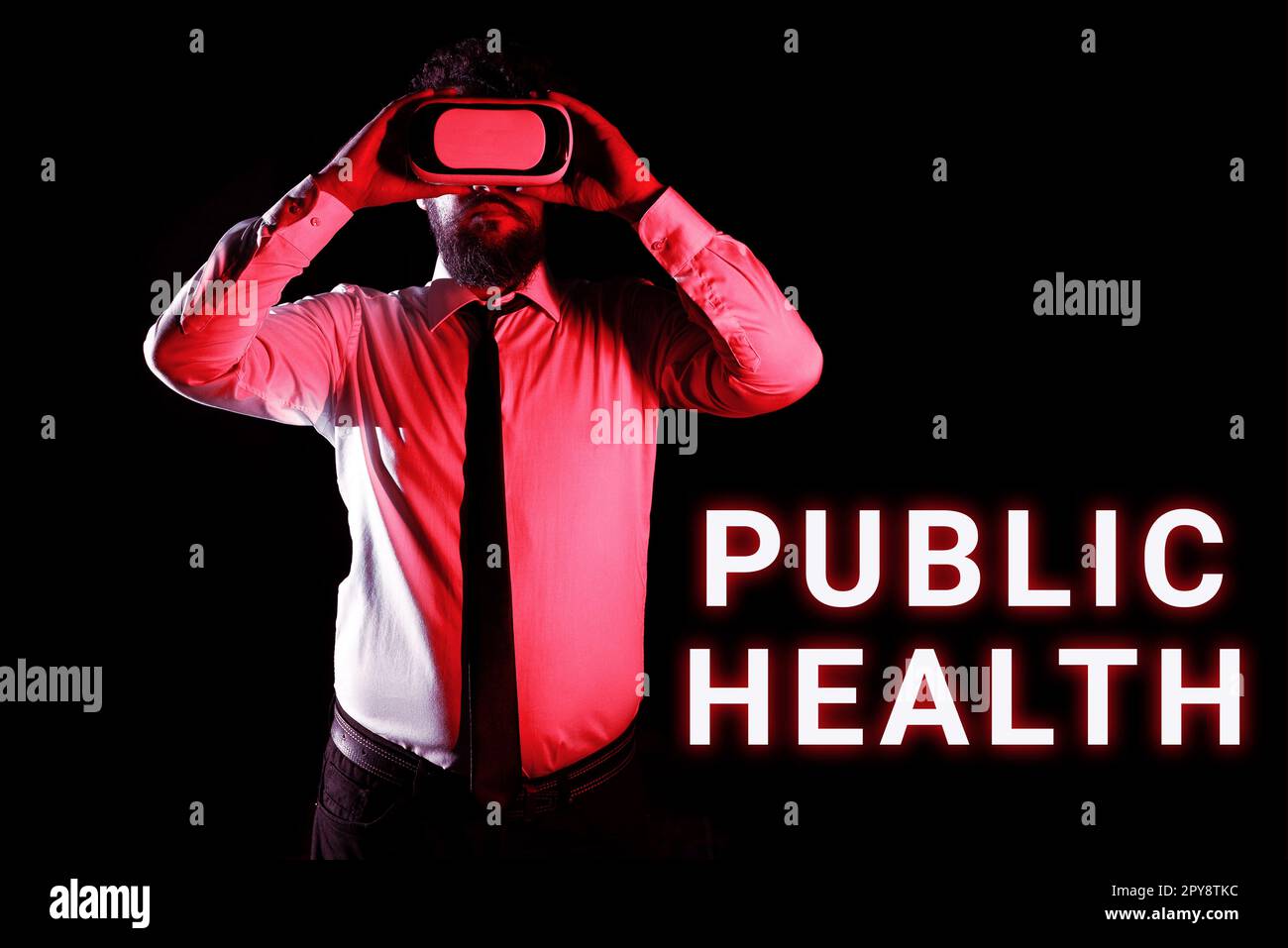 Textzeichen für Public Health. Geschäftskonzept zur Förderung einer gesunden Lebensweise für die Gemeinschaft und ihre Menschen Stockfoto