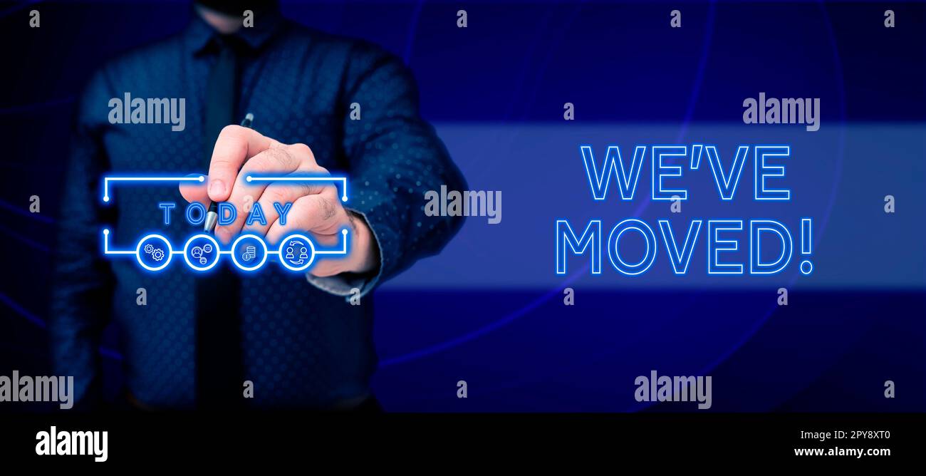 Handschrift Text We'Ve verschoben. Konzept, das bedeutet, von einem anderen gleichen oder einem anderen Land zu leben Stockfoto