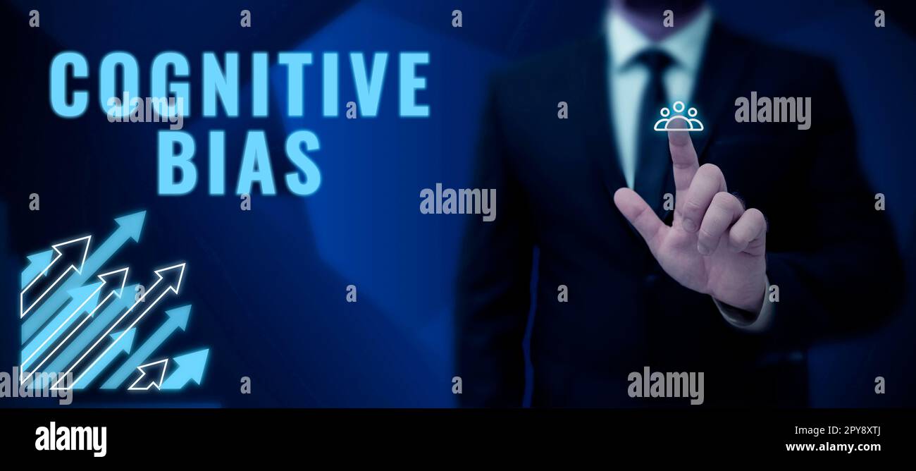 Schrift zeigt Text kognitive Vorurteile an. Betriebswirtschaftliche Ubersicht psychische Behandlung psychischer Störungen Stockfoto