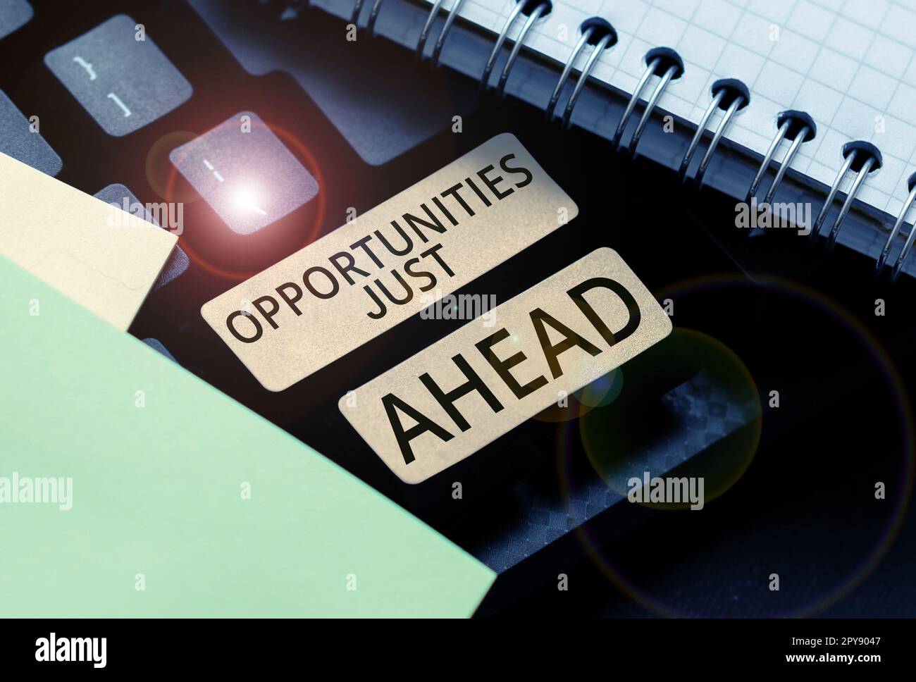 Text mit Inspirationsmöglichkeiten direkt vor uns. Geschäftsideen Zusammenstellung von Umständen, die es ermöglichen, etwas in kurzer Zeit zu tun Stockfoto