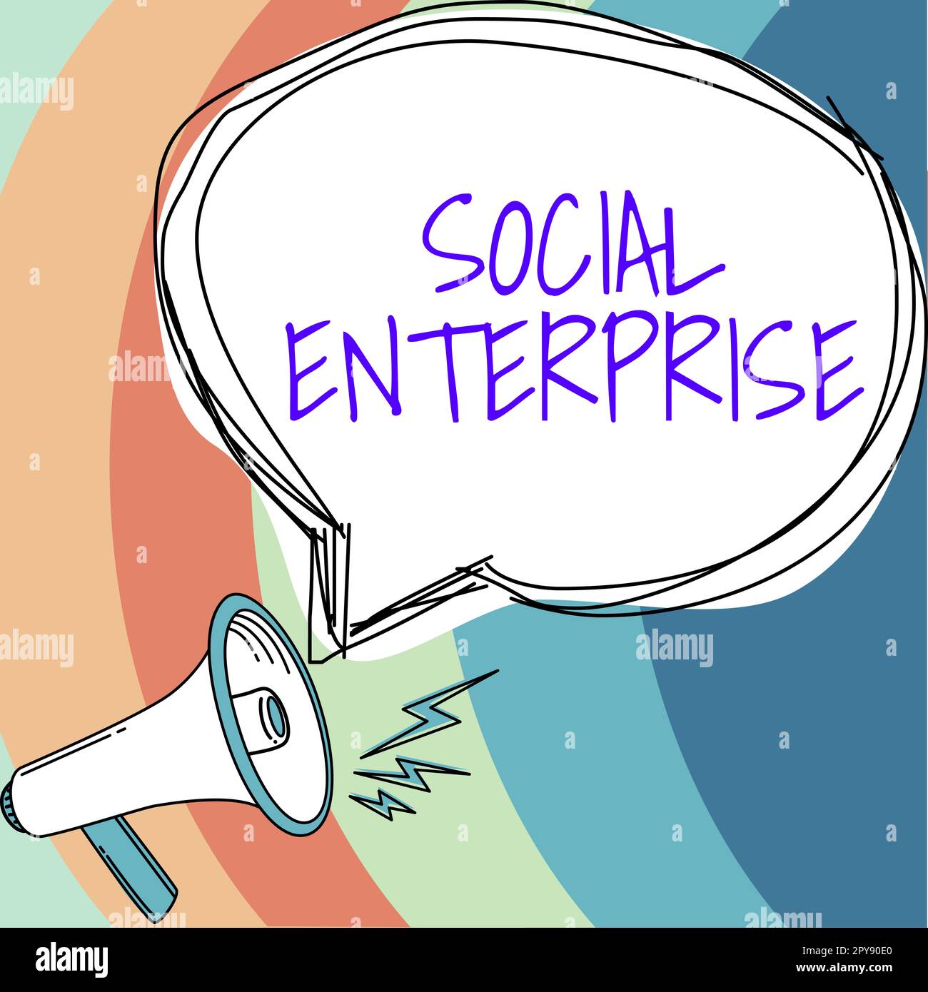 Konzeptionelle Darstellung von Social Enterprise. Konzeptfotogeschäft, das auf sozial verantwortliche Weise Geld verdient Stockfoto