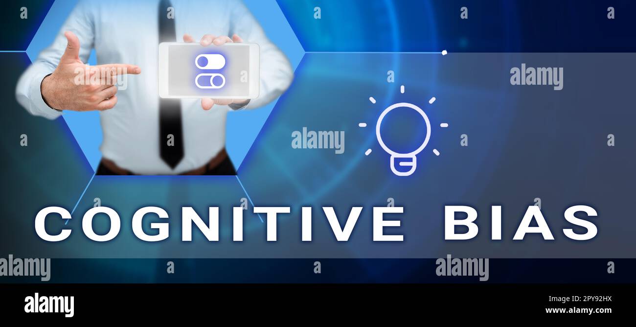 Textzeichen mit kognitiven Vorurteilen. Betriebsbegriffliche psychologische Behandlung psychischer Störungen Stockfoto