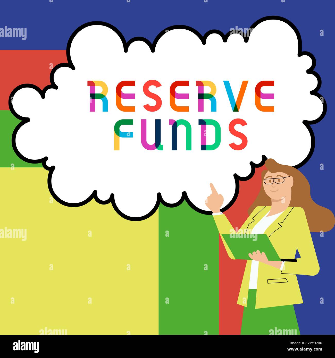 Konzeptionelle Darstellung Reserve Funds. Geld für Geschäftskonzepte wurde von der Bank freigegeben, um den gescheiterten Geschäftsplan zu untermauern Stockfoto