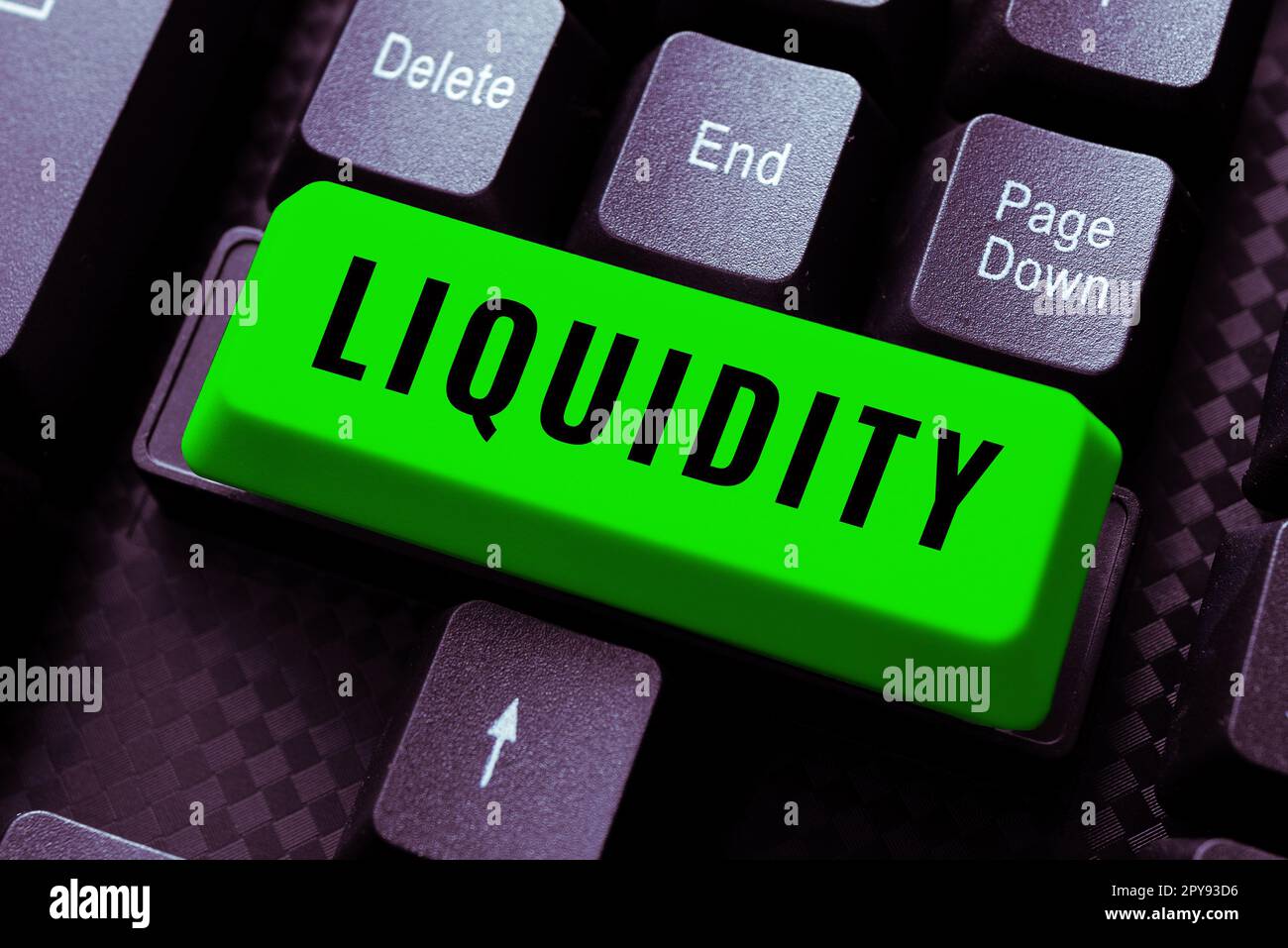 Konzeptionelle Bezeichnung Liquidität. Word für Bargeld und Banksalden Markliquidität Stundungsaktien Stockfoto