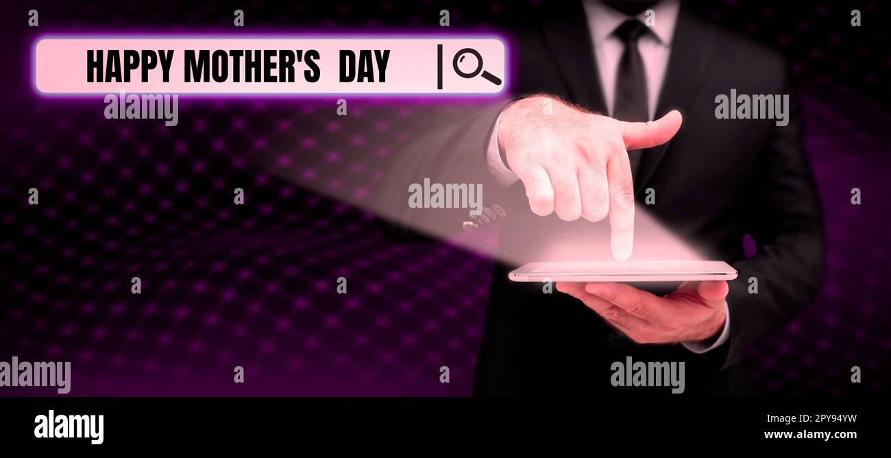 Handschriftliches Schild Happy Mother's Day. Geschäftsübersicht gefeiert zu Ehren des Einflusses der Mutterschaft in die Gesellschaft Stockfoto