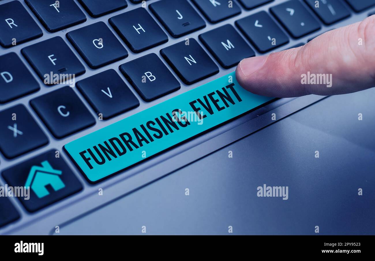 Fundraising-Veranstaltung für die konzeptionelle Darstellung. Internet Concept Campaign, deren Zweck es ist, Geld für eine Sache zu sammeln Stockfoto