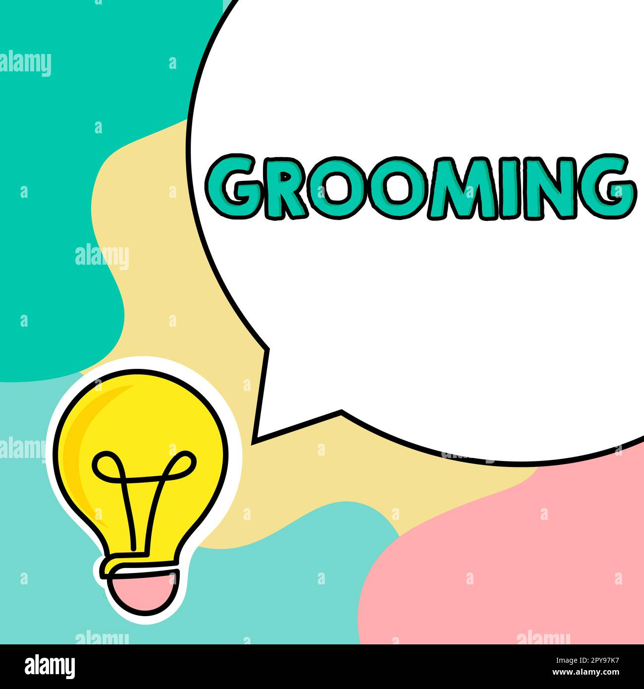 Handgeschriebenes Schild "Grooming". Geschäftsidee Hygiene Pflege und Verbesserung des Erscheinungsbildes der Haustiere Stockfoto